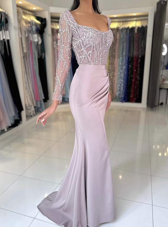 Pink Elegant Embroidered Hot Drill High Split Floor Skirt Luxury Gown