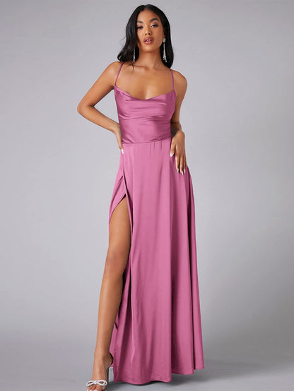 Red sleeveless sexy halter dress, graduation dress E7206