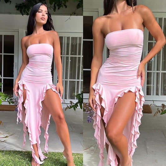 Summer New One-shoulder Jellyfish Lace Dress Sexy Hot Girl Women's Dress Showing Thighs