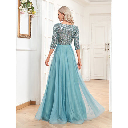 Evening Dress Women Formal Prom Party Gown Sequins